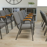 English Elm EE2856 Classic Commercial Grade 21" Church Chairs with Arm Gray Fabric/Silver Vein Frame EEV-17065
