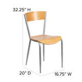 English Elm EE1201 Traditional Commercial Grade Metal Restaurant Chair Natural Wood Seat/Silver Frame EEV-11274