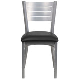 English Elm EE1203 Traditional Commercial Grade Metal Restaurant Chair Black Vinyl Seat/Silver Frame EEV-11276