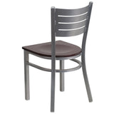 English Elm EE1203 Traditional Commercial Grade Metal Restaurant Chair Mahogany Wood Seat/Silver Frame EEV-11279