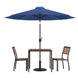 English Elm EE2870 Modern Commercial Grade Teak Patio Table and Chair Set Navy EEV-17116