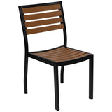 English Elm EE2870 Modern Commercial Grade Teak Patio Table and Chair Set Navy EEV-17116