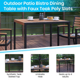 English Elm EE2870 Modern Commercial Grade Teak Patio Table and Chair Set Teal EEV-17118