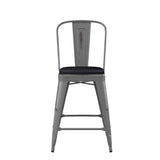 English Elm EE2875 Contemporary Commercial Grade Metal Colorful Restaurant Counter Stool Clear Coated/Black EEV-17129
