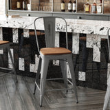 English Elm EE2875 Contemporary Commercial Grade Metal Colorful Restaurant Counter Stool Clear Coated/Teak EEV-17131