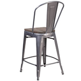English Elm EE1238 Contemporary Commercial Grade Metal/Wood Colorful Restaurant Counter Stool Clear Coated EEV-11408