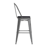 English Elm EE2876 Contemporary Commercial Grade Metal Colorful Restaurant Barstool Clear Coated/Black EEV-17132