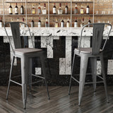 English Elm EE2876 Contemporary Commercial Grade Metal Colorful Restaurant Barstool Clear Coated/Gray EEV-17133