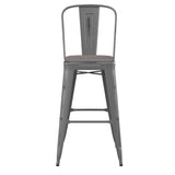 English Elm EE2876 Contemporary Commercial Grade Metal Colorful Restaurant Barstool Clear Coated/Gray EEV-17133