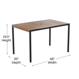 English Elm EE2878 Modern Commercial Grade Teak Patio Tables with Umbrella Red EEV-17139
