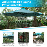English Elm EE2878 Modern Commercial Grade Teak Patio Tables with Umbrella Teal EEV-17140