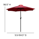 English Elm EE2880 Modern Commercial Grade Teak Patio Tables with Umbrella Red EEV-17146