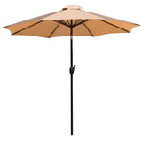 English Elm EE2880 Modern Commercial Grade Teak Patio Tables with Umbrella Tan EEV-17148