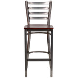 English Elm EE1214 Traditional Commercial Grade Metal Restaurant Barstool Mahogany Wood Seat/Clear Coated Metal Frame EEV-11320