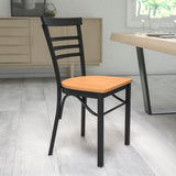 English Elm EE1224 Traditional Commercial Grade Metal Restaurant Chair Natural Wood Seat/Black Metal Frame EEV-11369