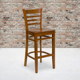English Elm EE1241 Traditional Commercial Grade Wood Restaurant Barstool Cherry Wood Seat/Cherry Wood Frame EEV-11413