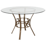 English Elm EE2936 Contemporary Glass Dining Table Clear Top/Matte Gold Frame EEV-17261