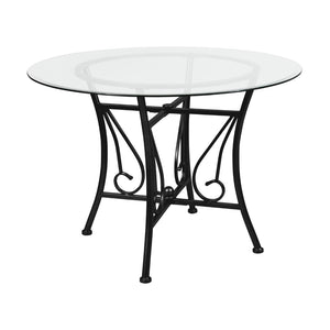 English Elm EE2931 Contemporary Glass Dining Table Clear Top/Black Frame EEV-17250