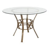 English Elm EE2933 Contemporary Glass Dining Table Clear Top/Matte Gold Frame EEV-17255