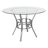 English Elm EE2933 Contemporary Glass Dining Table Clear Top/Silver Frame EEV-17254