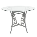 English Elm EE2931 Contemporary Glass Dining Table Clear Top/Silver Frame EEV-17251