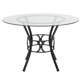 English Elm EE2933 Contemporary Glass Dining Table Clear Top/Black Frame EEV-17256