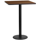 English Elm EE1128 Contemporary Commercial Grade Restaurant Dining Table and Bases - Bar Height Walnut EEV-10985