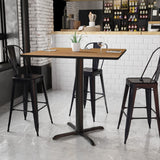 English Elm EE1180 Contemporary Commercial Grade Restaurant Dining Table and Bases - Bar Height Walnut EEV-11175