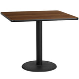 English Elm EE1182 Classic Commercial Grade Restaurant Dining Table and Base Walnut EEV-11183