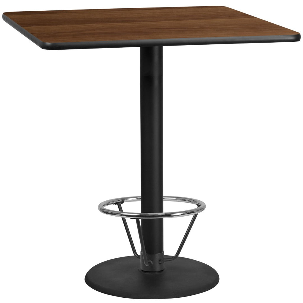 English Elm EE1184 Contemporary Commercial Grade Restaurant Dining Table and Bases - Bar Height Walnut EEV-11191