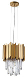 Bethel Gold Single Pendant Lighting in Stainless Steel & Crystal