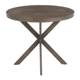X Pedestal Industrial Dinette Table with Antique Metal and Espresso Bamboo by LumiSource
