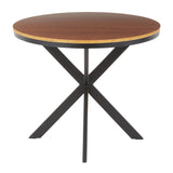 X Pedestal Industrial Dinette Table with Black Metal and Walnut Wood by LumiSource