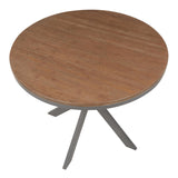 X Pedestal Industrial Dinette Table with Grey Metal and Medium Brown Bamboo by LumiSource