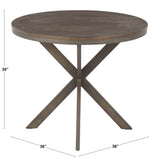 X Pedestal Industrial Dinette Table with Antique Metal and Espresso Bamboo by LumiSource