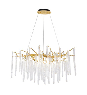 Bethel Solid Brass Chandelier in Aluminum & Glass