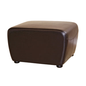 Baxton Studio Dark Brown Full Leather Ottoman with Rounded Sides