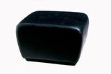 Baxton Studio Black Full Leather Ottoman with Rounded Sides