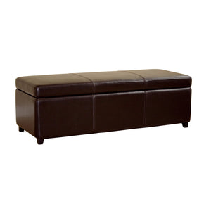 Baxton Studio Dark Brown Full Leather Small Storage Cube Ottoman