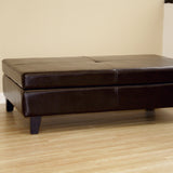 Baxton Studio Dark Brown Leather Storage Cocktail Ottoman