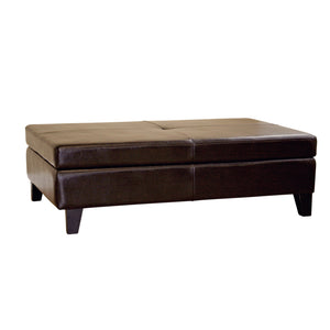 Baxton Studio Dark Brown Leather Storage Cocktail Ottoman