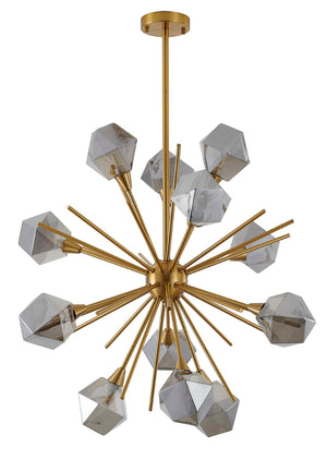 Bethel Elegant Gold Chandelier with Adjustable Rod & Smoke Glass Shades for Stunning Interiors