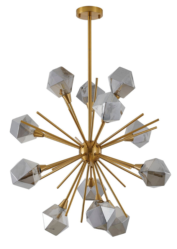 Bethel Elegant Gold Chandelier with Adjustable Rod & Smoke Glass Shades for Stunning Interiors