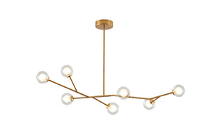 Bethel Brass Chandelier in Steel & Glass