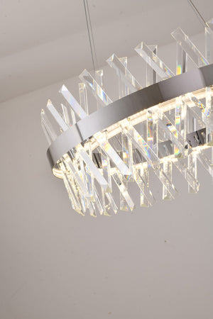 Bethel Dimmable LED Chandelier in Chrome Metal & Crystal - Adjustable Cord, Modern Elegance