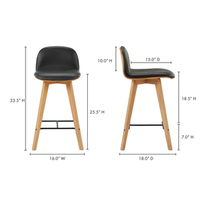 Moe's Home Napoli Leather Counter Stool Black YC-1020-02