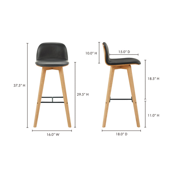 Moe's Home Napoli Leather Barstool Black YC-1022-02