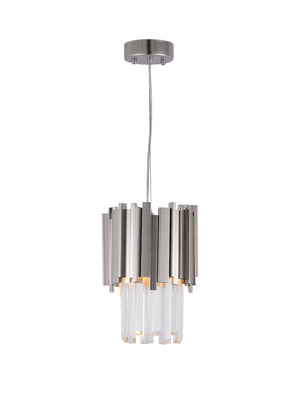 Bethel Shiny Nickel Single Pendant Lighting in Metal & Crystal