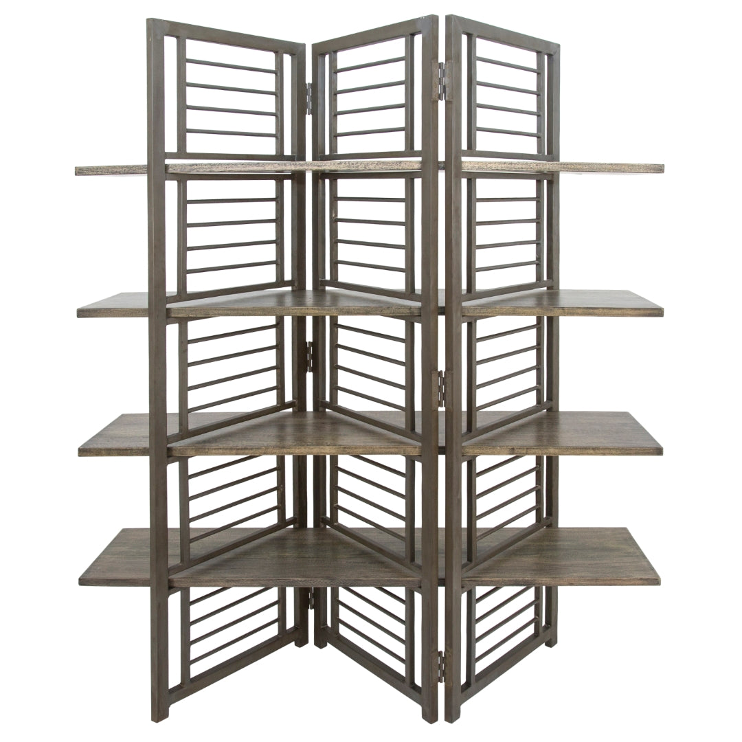 Folding Floor Screen with Removable Shelves