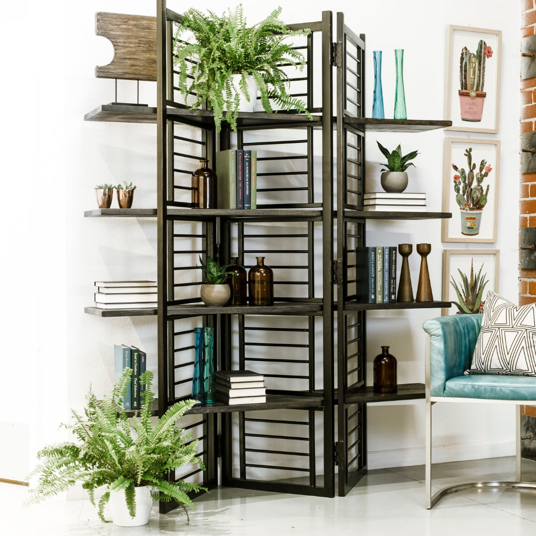 Folding Floor Screen with Removable Shelves - Thumbnail 4